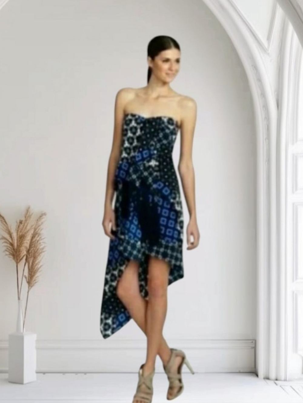 BCBGMAXAZRIA DRESS STRAPLESS FRINGE ASYMMETRICAL SIZE 0 WOMENS 0 NWT